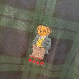 NWT men’s vintage Ralph Lauren long sleeve plaid polo shirt with Teddy bear logo